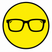Seaside Optics black glasses symbol inside a yellow circle